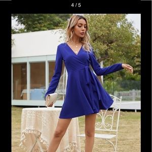 Wrap tie side zip back dress